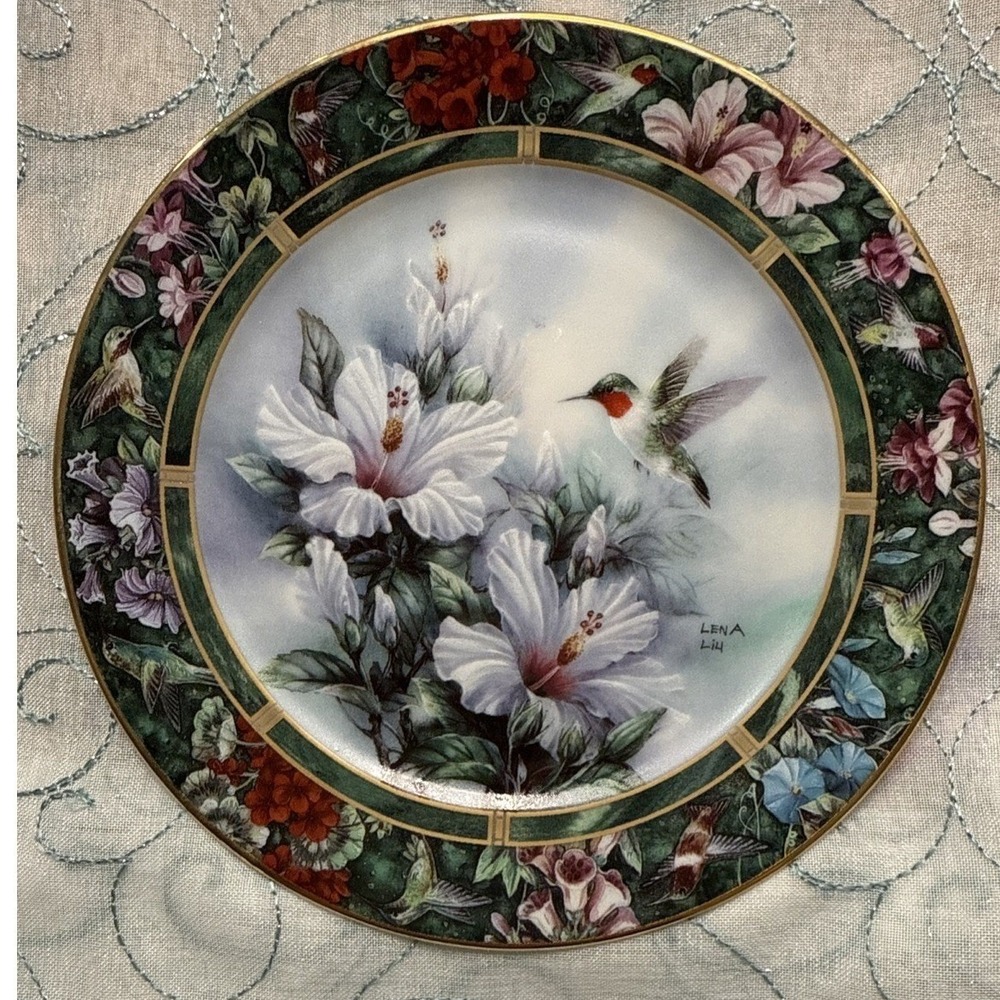 W.S. George Lena Liu Ruby-Throated Hummingbird Plate 1992 Porcelain COA